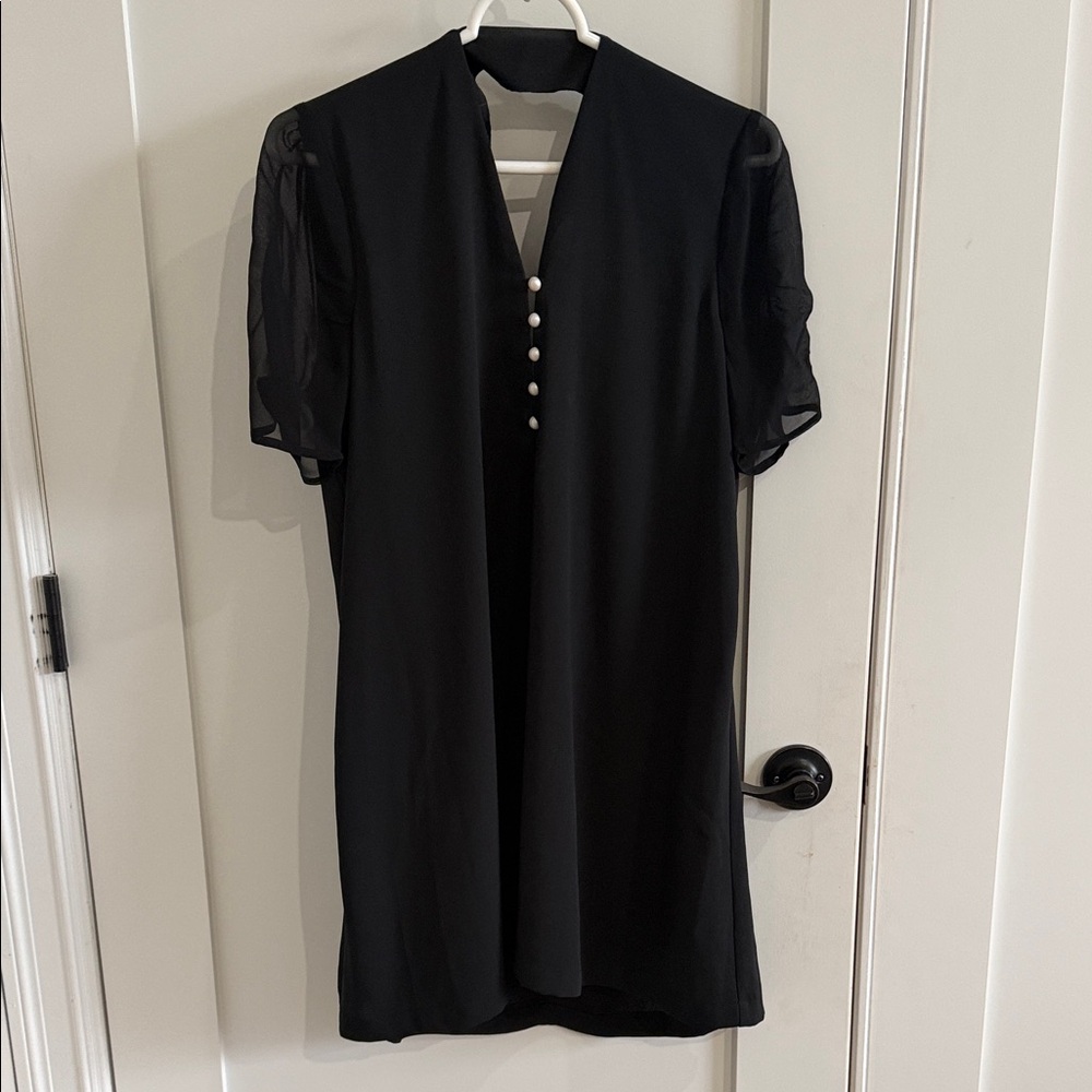 William Rast Black Dress with Pearl Buttons